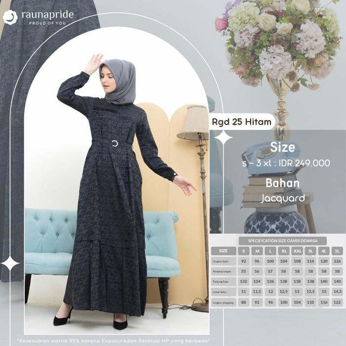 Rauna Gamis RGD 25 Hitam Gamis Rauna Terbaru