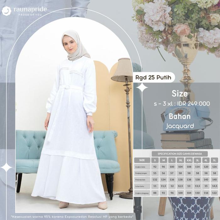 Rauna Gamis RGD 25 Putih Gamis Rauna Terbaru