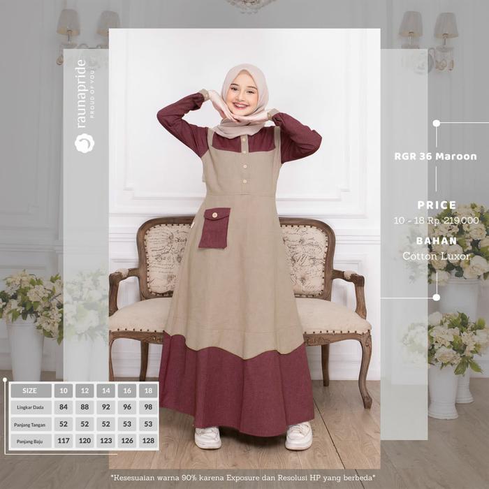 Rauna Gamis RGR 36 Maroon Rauna Gamis Remaja Terbaru