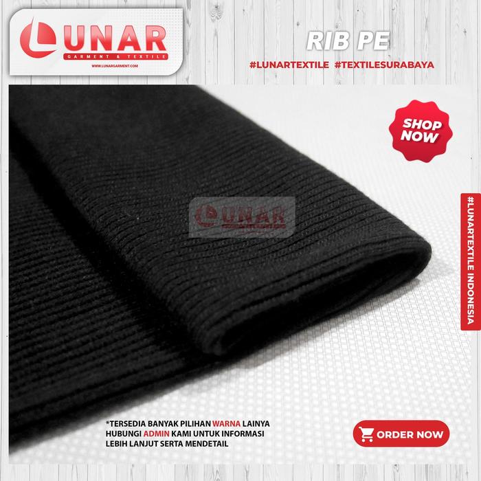 Kain RIB atau BUR PE Hitam 1/2 KG Manset Jaket, Sweater, Hoodie untuk