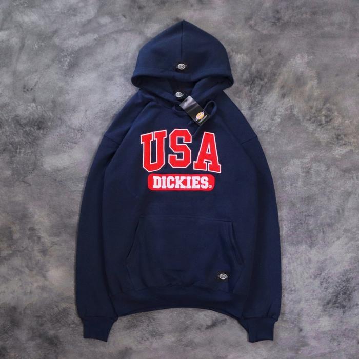 SWEATER HOODIE DICKIES USA FULL BORDIR PREMIUM AUTHENTIC FULL TAG NAVY