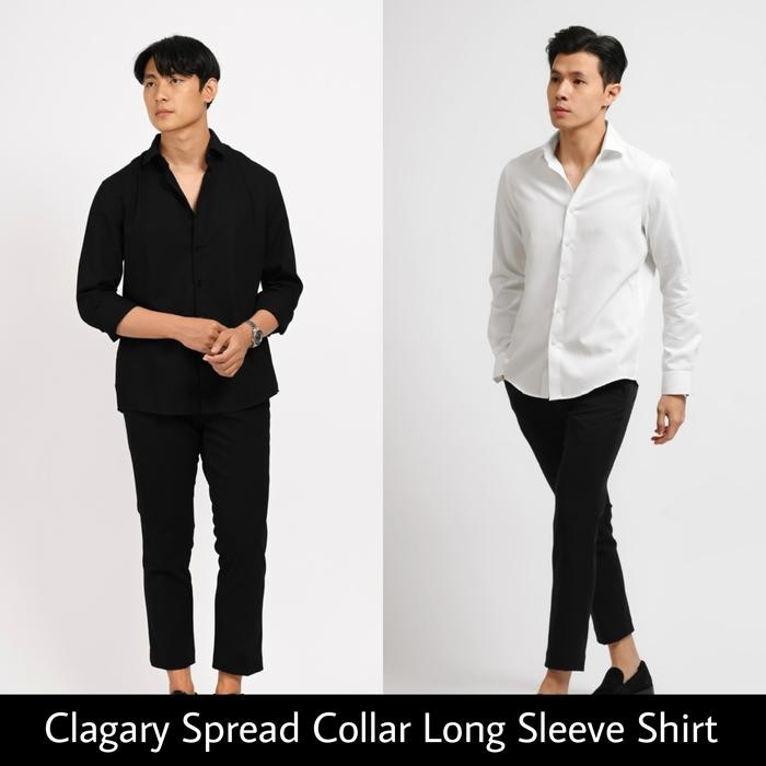 Clagary Spread Collar Long Sleeve Shirt MALE ID HEYMALE (SIAP KIRIM)