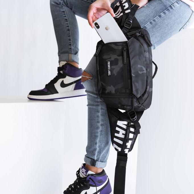 Tas PRIVATE LABEL Black Camo / Waistbag Private Label Black Red