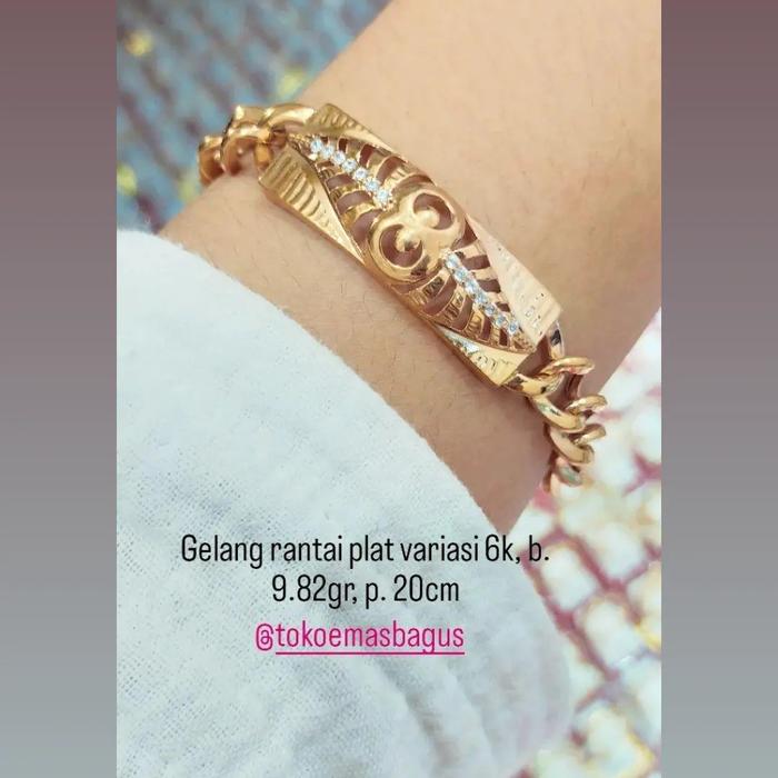 Gelang tangan rantai emas asli permata / gelang emas dewasa