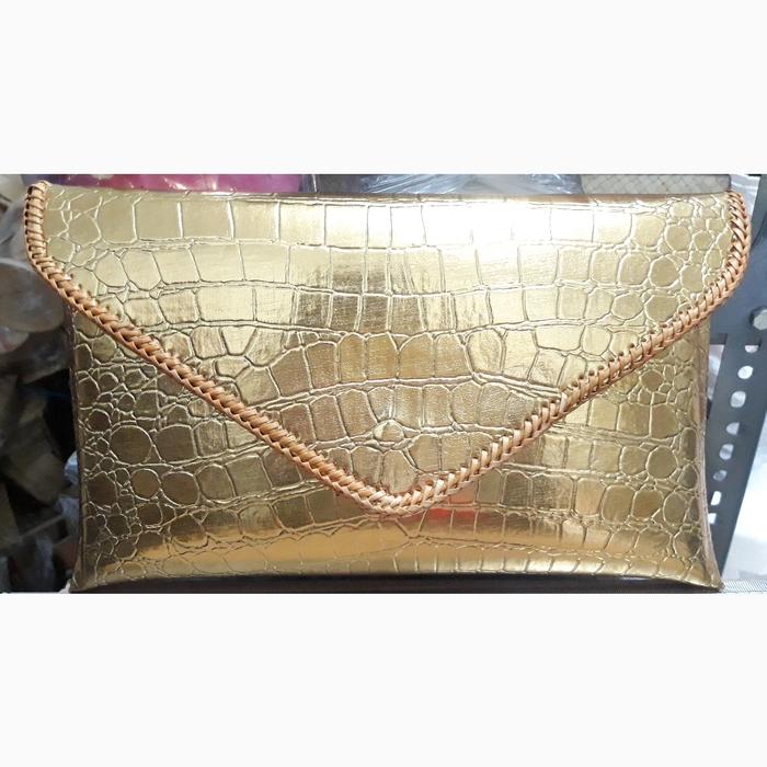 DakonTasik - Clutch Croco Dompet Pesta Amplop Gold