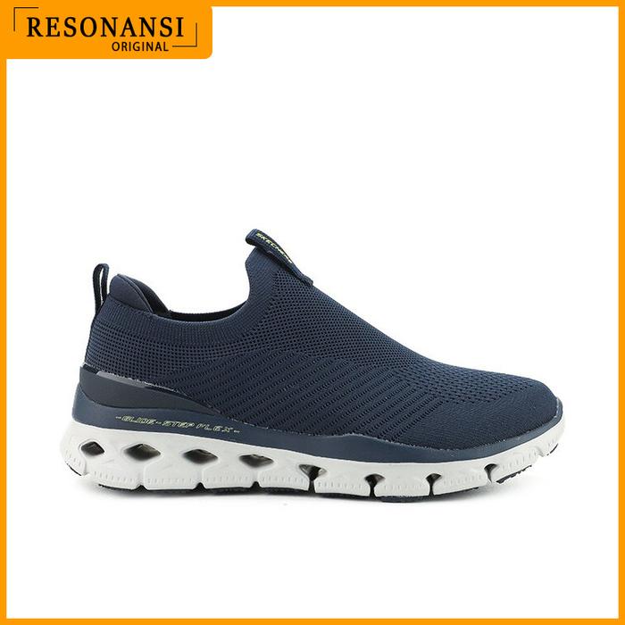 SEPATU PRIA TERBARU SKECHERS ORIGINAL SLIP ON GLIDE-STEP FLEX NAVY