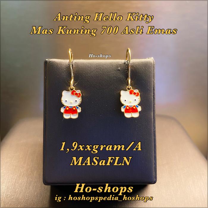 Anting Hello Kitty Anak Mas Kuning Kadar 700 Asli Emas