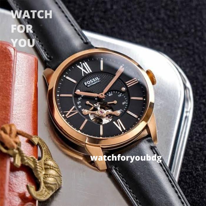 Jam Tangan Pria Fosil ME3170 ME 3170 Mechanical Otomatis Black Leather