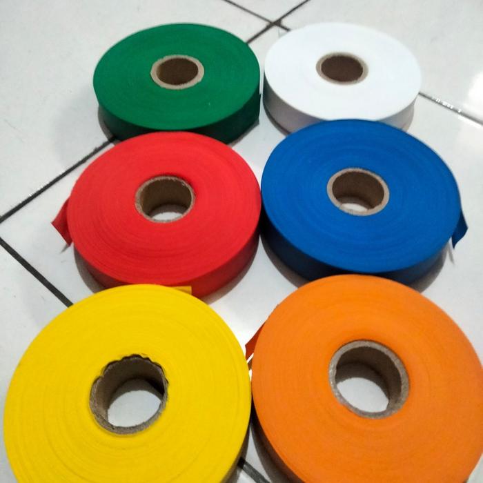 Pita Survey,Flaging Tape 100M Warna Merah,Kuning,Hijau,Biru,Orange