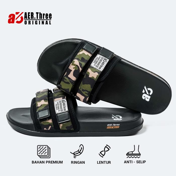 AER Three | Freddo Black Camo | Freddo black loreng | Slipper | Sandal