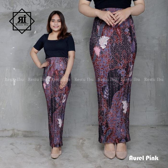 Rok Plisket Span Batik Bawahan Kebaya Bahan Semi silk sutra Premium AP