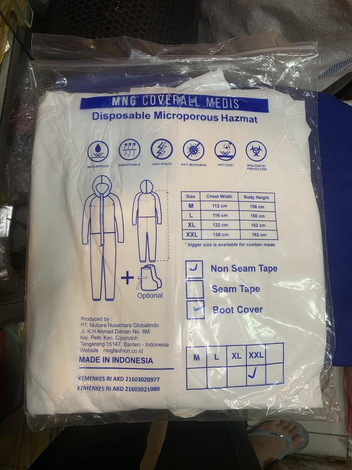 Hazmat Baju APD + Boot Cover Kemenkes XXL