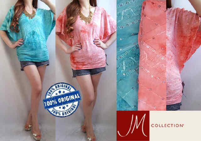 Jm coll sequin (ORANGE) batwing M-96 pj 60cm spandek korea