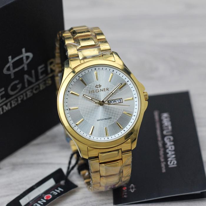 Hegner 1250 M gold jam tangan pria water resist original