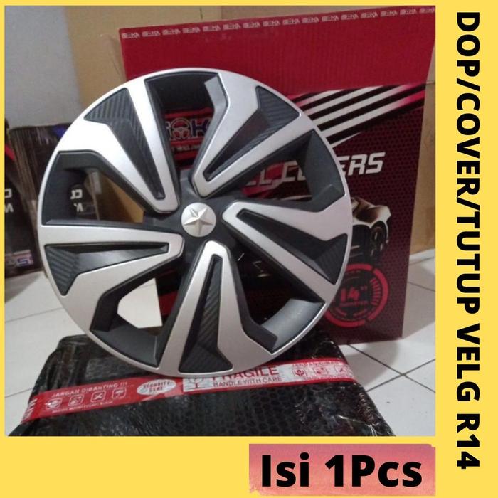 KVSH14-Wheel cover dop velg ring14 silver hitam isoka