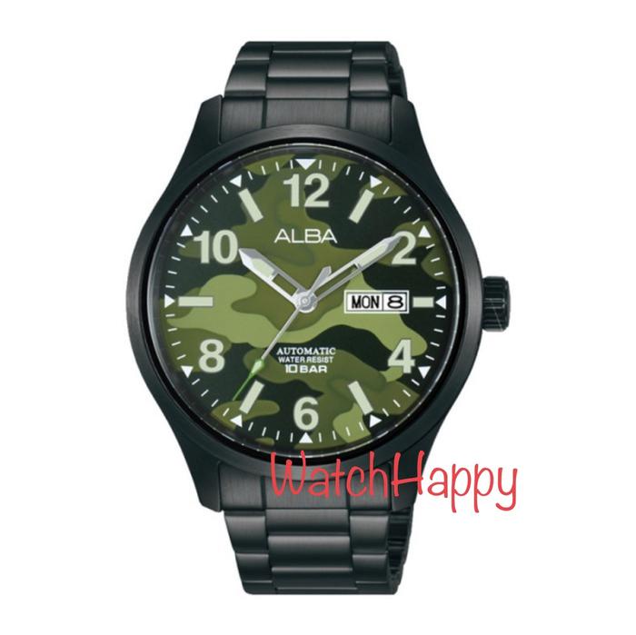 ALBA AL4313X1 AL4313 MEN ANALOG AUTOMATIC AL4313X GREEN CAMOUFLAGE STAINLESS STEEL BLACK BEST SELLER