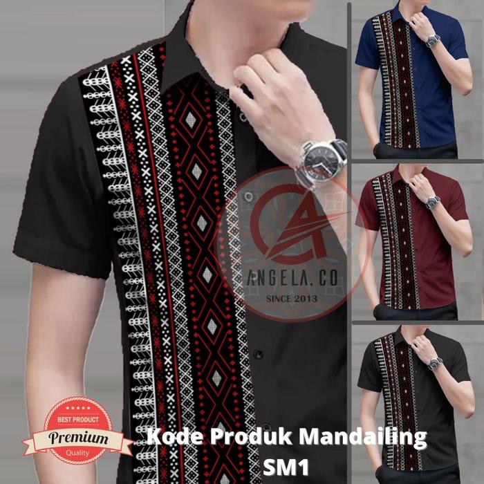 Kemeja Batik Pria Ulos Mandailing Batak SM1 Pendek
