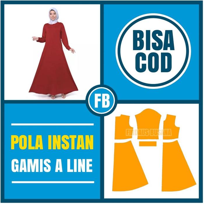 Pola Baju Instan Gamis A Line Dress Wanita Dewasa Tersedia XS sampai
