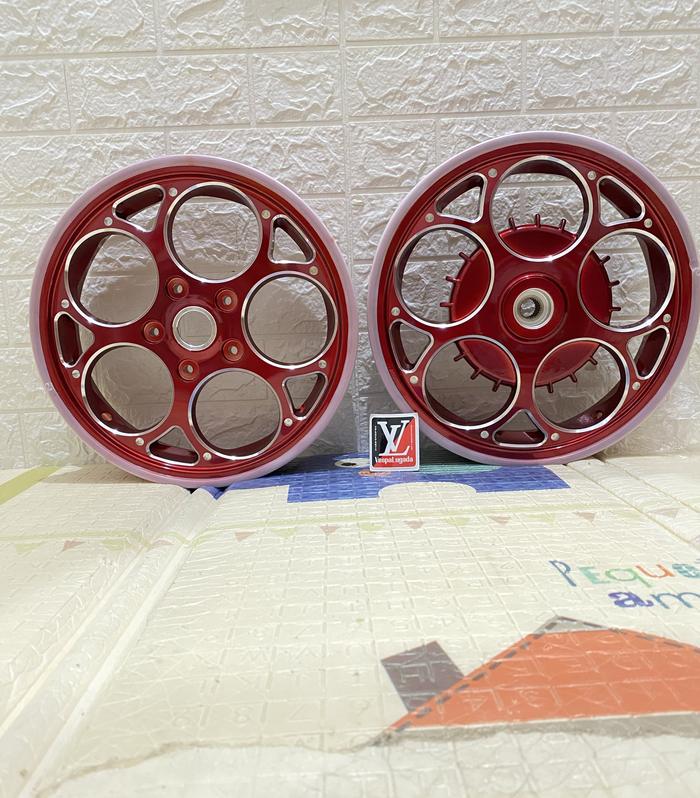 Velg cnc vespa model marus - red candy
