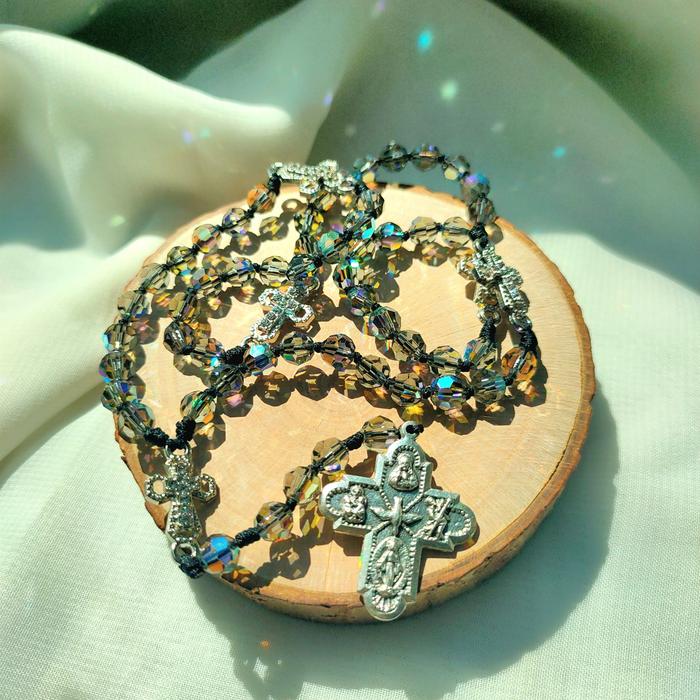 Platinum Crystal Rosary | Rosario Kristal Swarovski