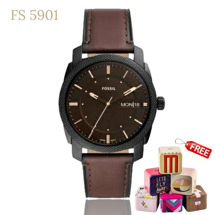 Jam Tangan Pria Merk F0ssil FS 5901 5900 Machine 44mm Original Fullset