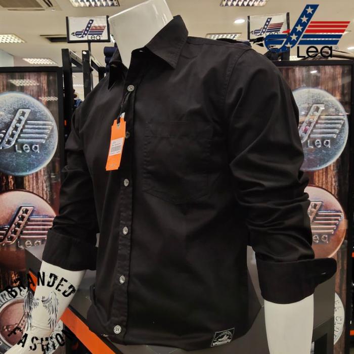 Kemeja Pria Full Black Slim Fit original Lea