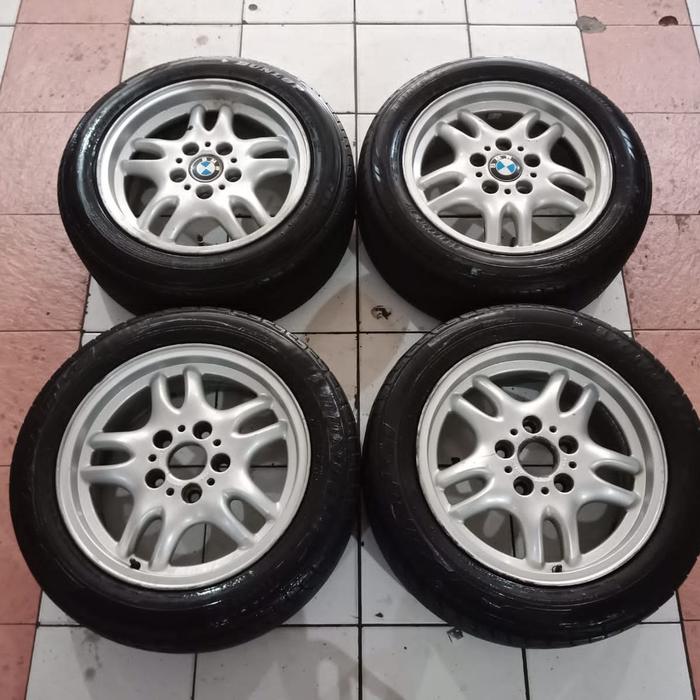 velg mobil copotan BMW ring 16 baut 5 pcd 120 + ban 205 55 r16 silver