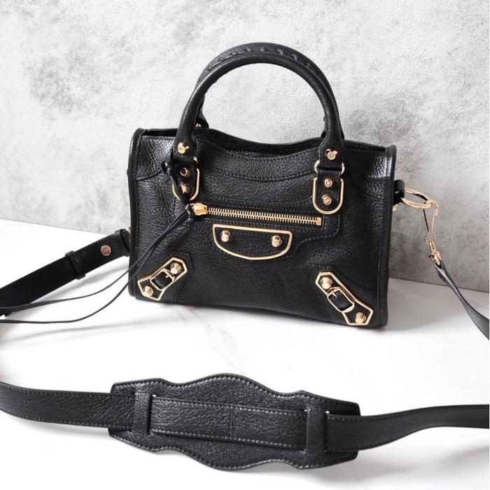 Original - Balenciaga Mini Metallic Edge Black GHW Bag Tas Authentic