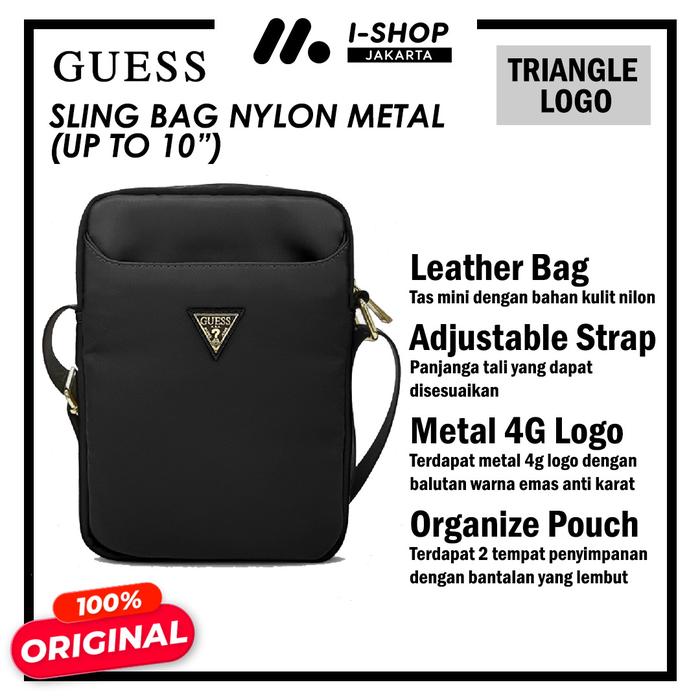 Tas Kecil Selempang Pria Mini Sling Bag 10" GUESS Leather Strap Pouch