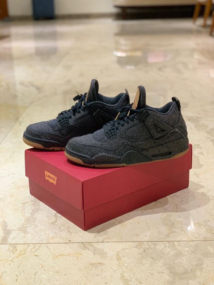 AIR JORDAN 4 LEVIS DENIM BLACK ORIGINAL AUTHENTIC SNEAKERS 100%