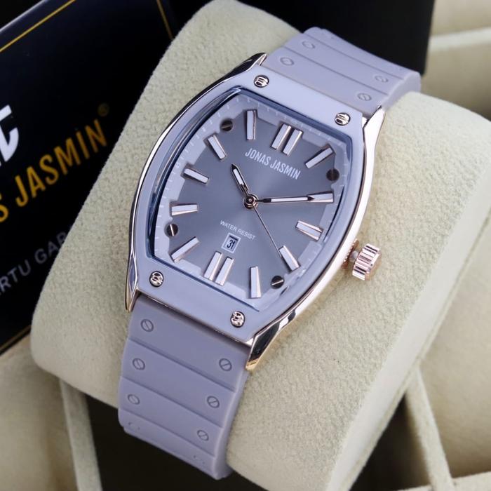 Jam Tangan Original JONAS JASMIN JJ 2207L Rubber Abu Abu New