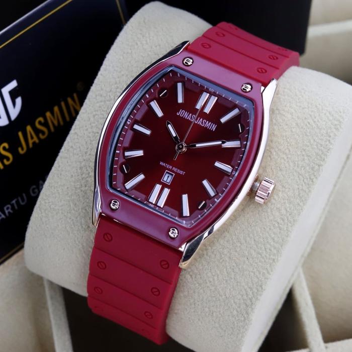 Jam Tangan Original JONAS JASMIN JJ 2207L Rubber Merah New