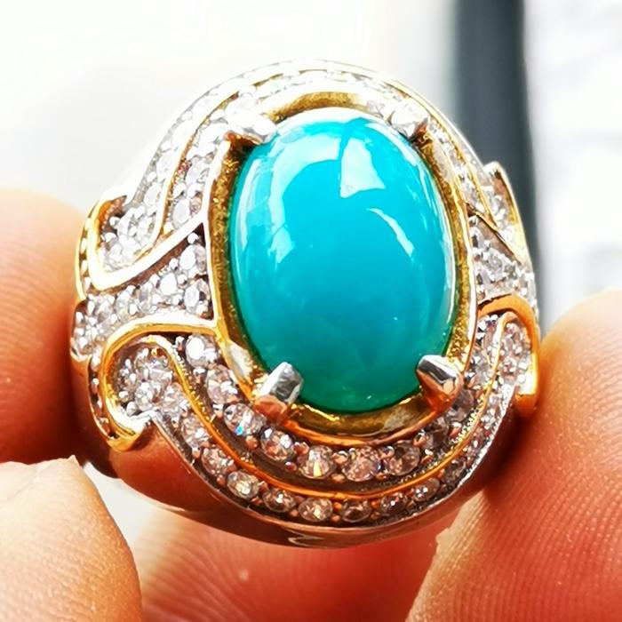 Batu asli natural bacan doko Ring perak mikrisetting