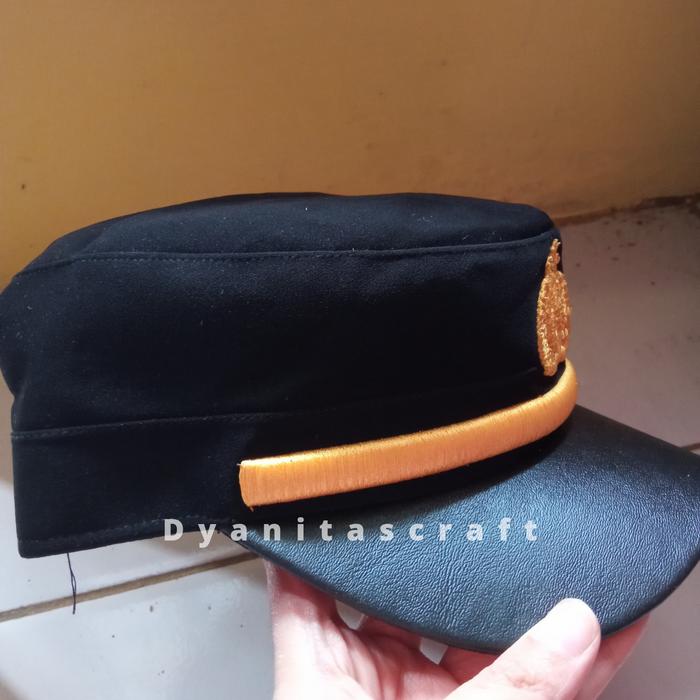 Topi Lapangan Polri Pilkep Komando Pama Terbaru lidah topi kulit