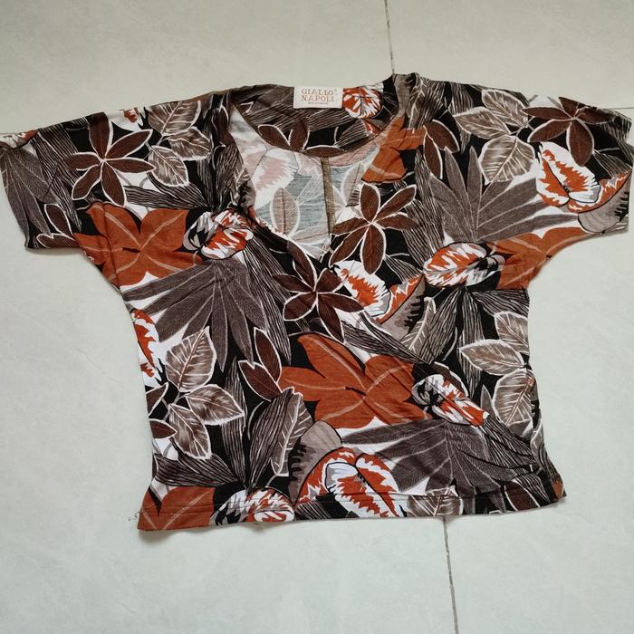 Blouse coklat bunga Giallo Napoli
