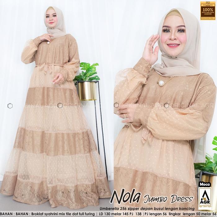 Gamis pesta wanita dewasa nola jumbo dress bigsize ld 130-145cm new