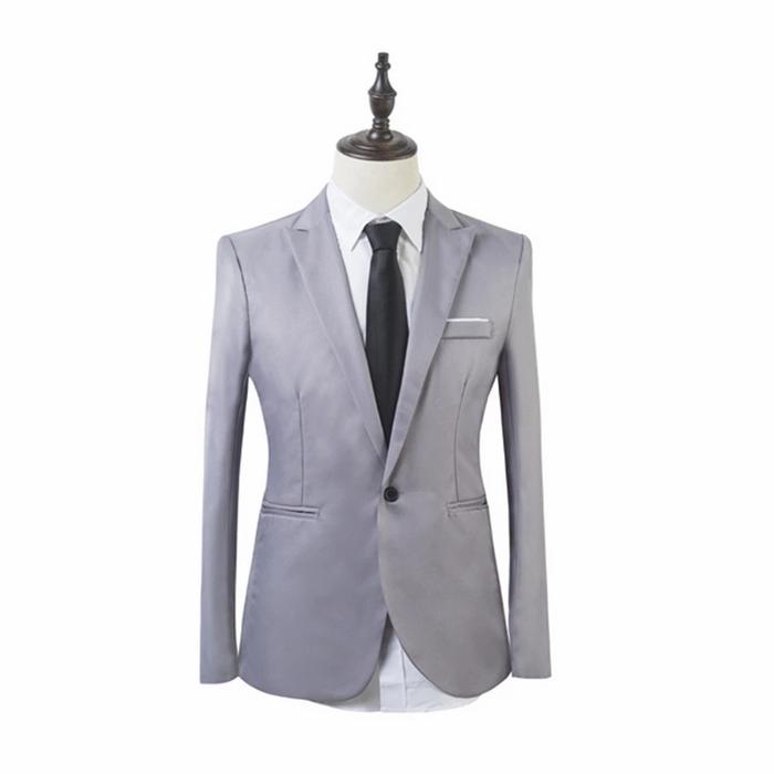 BLAZER SLIMFIT PRIA - BLAZER PRIA SOFT GREY LIST FULL FURING NIKAYU