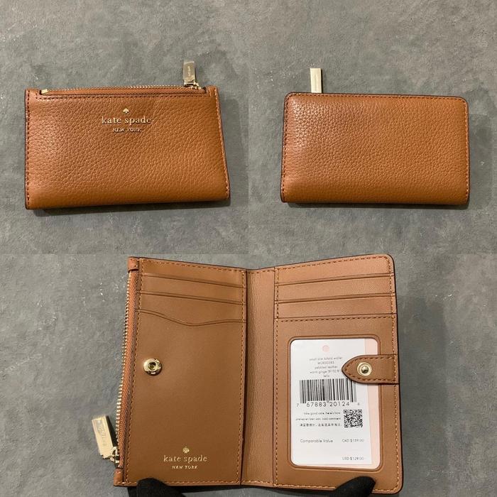KS small slim bifold wallet pebbled leather warmgingerbread 14x8 cm