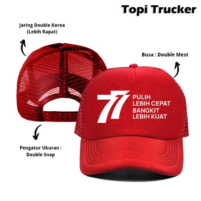 Topi Trucker Jaring Pria Wanita Distro Hari Kemerdekaan Indonesia 77