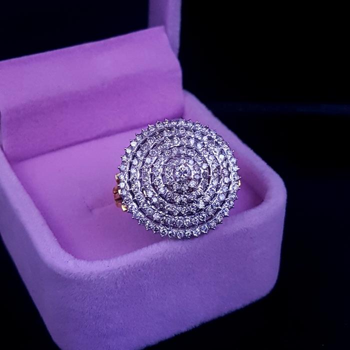 Cincin Berlian Motif borobudur Emas putih dan Kuning Asli Natural