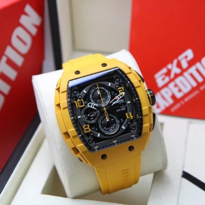 Jam Tangan Expedition Pria Original E6782 Black Yellow