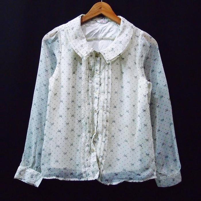 DK206 SIZE M COLZA PUTIH TULANG KEMEJA WANITA IMPORT SECOND PRELOVED