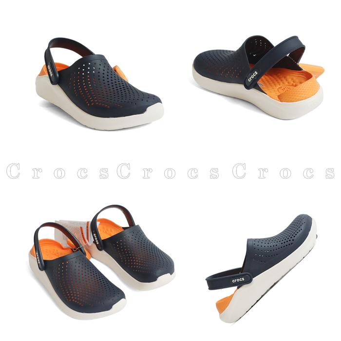 Crocs Literide Clog Sepatu Sandal Pria dan Wanita Black Orange