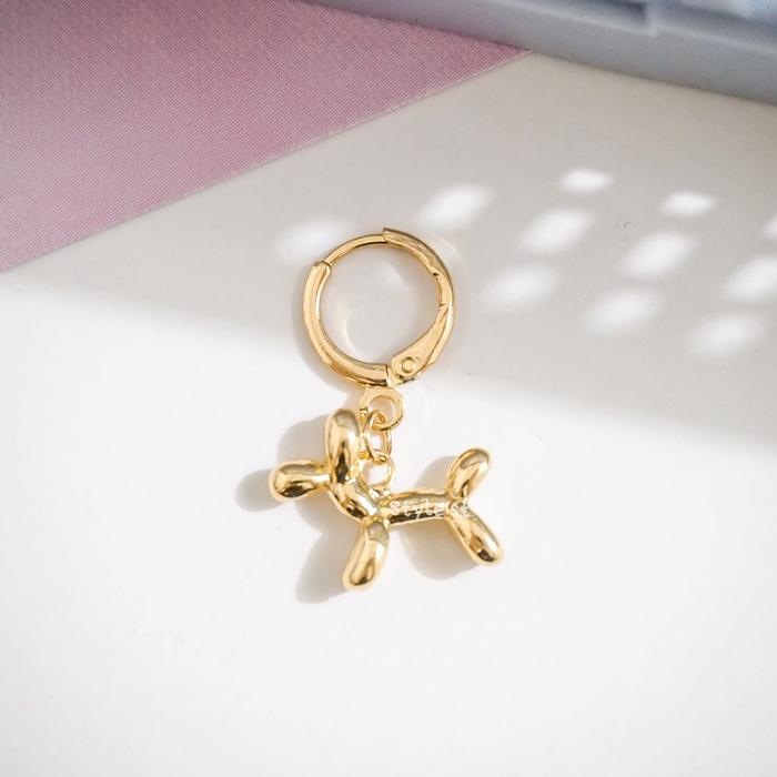Golden Balloon Poodle Earrings (1 Piece) | Anting Anjing Poodle Emas