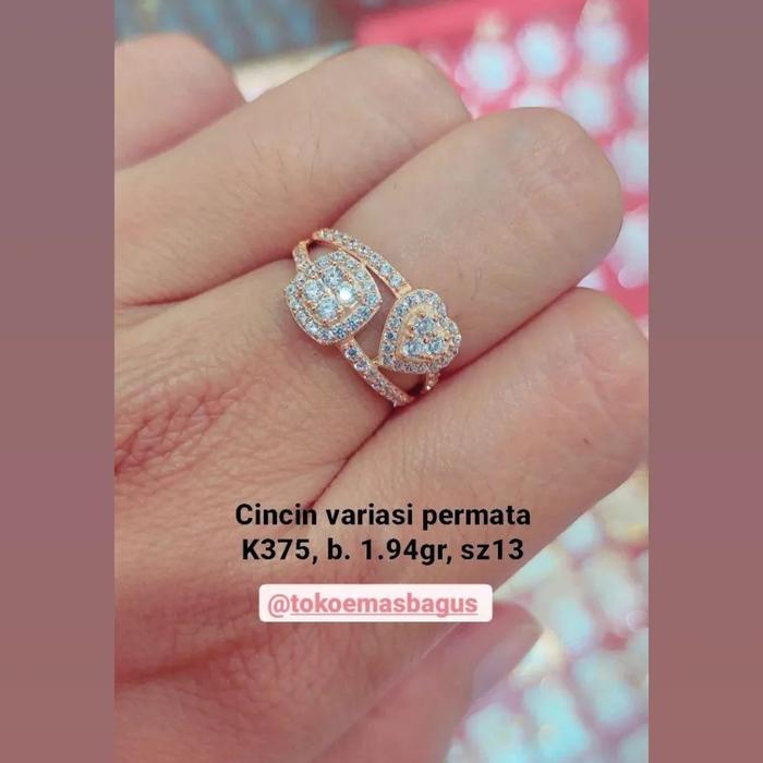 Cincin emas asli 375 cincin emas permata cincin emas ukuran 13