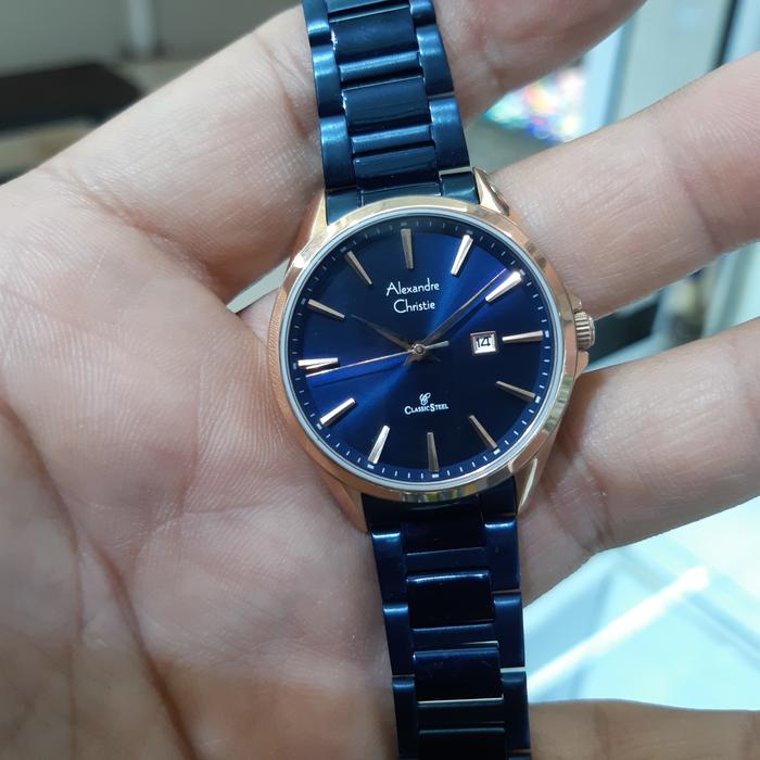 jam tangan wanita ALEXANDRE CHRISTIE 8552 LD BIRU ROSGOLD