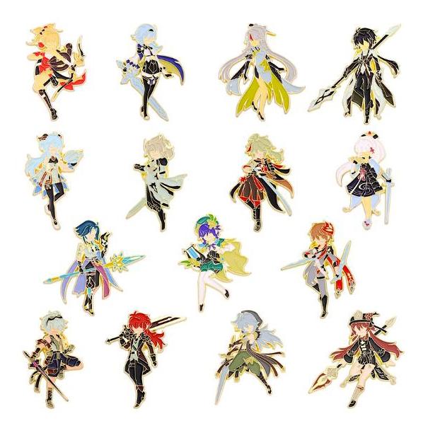 Genshin Impact Enamel Lapel Pin Bros Brooch Clip Klip Tas Game Anime Diluc Zhongli Ganyu Childe Tart