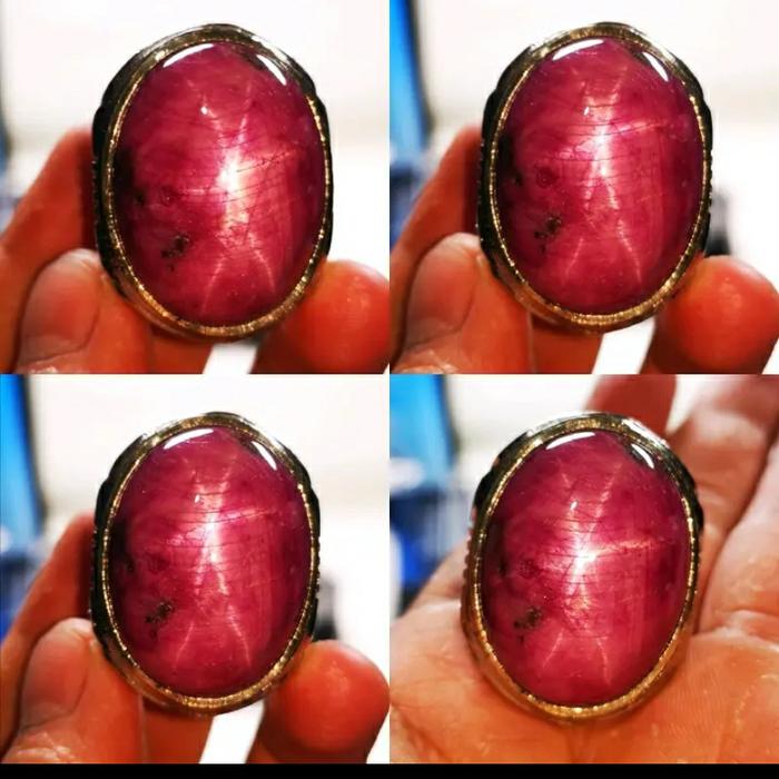 cincin batu ruby star burma jumbo ring perak