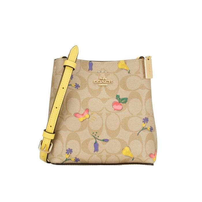 C8255 Coach Signature Veggie Print Mini Town Bucket Bag Khaki Yellow