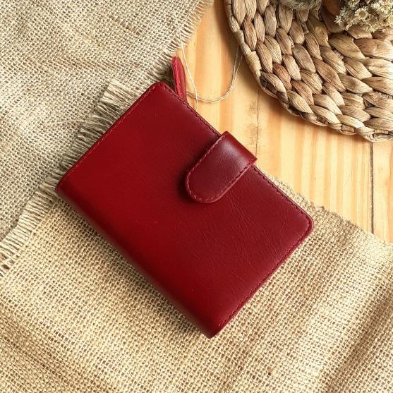 dompet wanita mini dari kulit sapi warna maroon free laser grafir